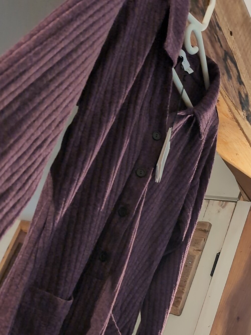 Onia Plum Ribbed Button-Front Duster - Picture 7 of 9